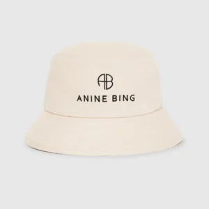 Annie Bing Nicks Bucket Hat - Ivory Cotton Twill with Logo