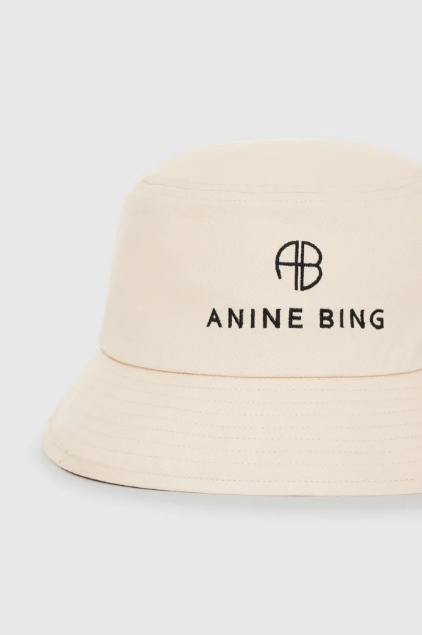 Annie Bing Nicks Bucket Hat - Ivory Cotton Twill with Logo - Image 2