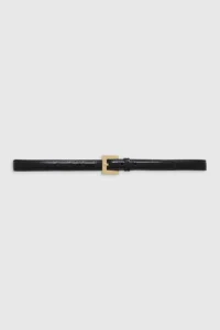 Annie Bing Nicola Belt - Patent Leather with Gold Square Buckle
