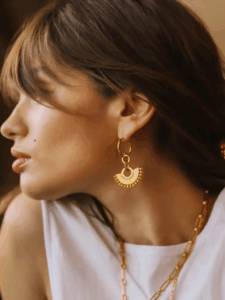 Zenyu Fan Chandelier Hoop Earrings