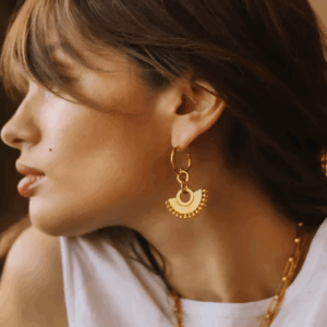 Zenyu Fan Chandelier Hoop Earrings