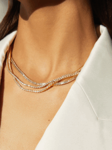 Lab Grown White Sapphire Baguette Tennis Necklace