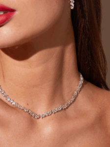 Lab Grown White Sapphire Mixed Shape Tennis Necklace