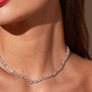 Lab Grown White Sapphire Mixed Shape Tennis Necklace