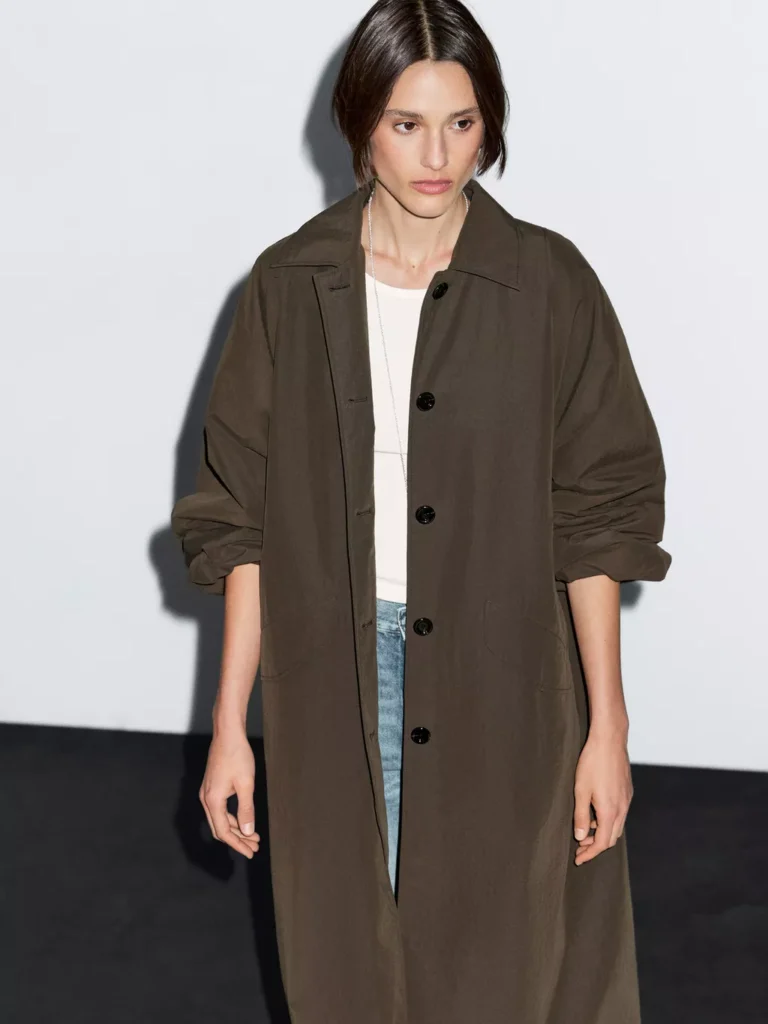 Massimo dutti Massimo dutti Water-repellent technical fabric trench coat with button detail