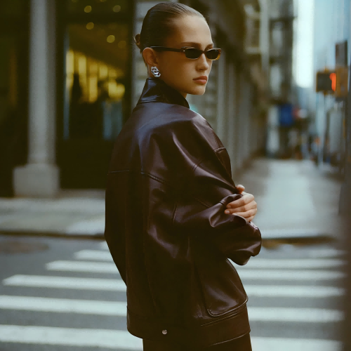 reformation Veda Harrison Leather Oversized Bomber