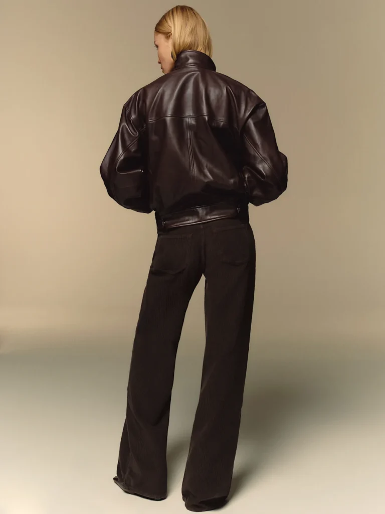 reformation Veda Harrison Leather Oversized Bomber