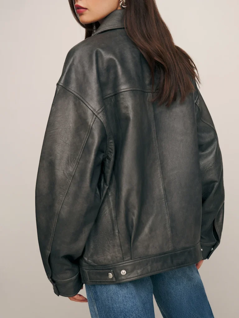 reformation veda marco leather oversized bomber