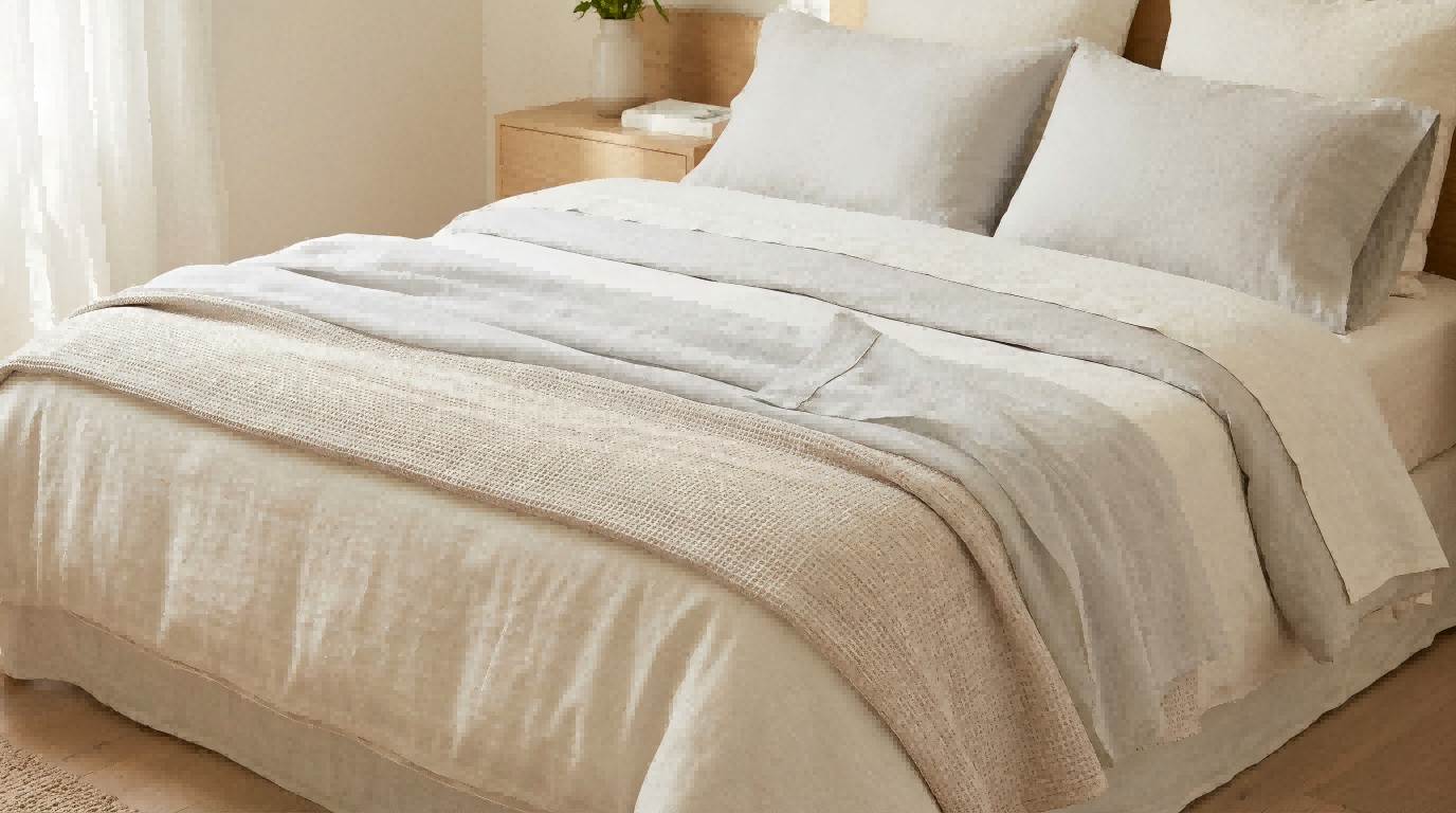 May home refresh showcasing affordable luxury bedroom layered updates and lightweight quilts.