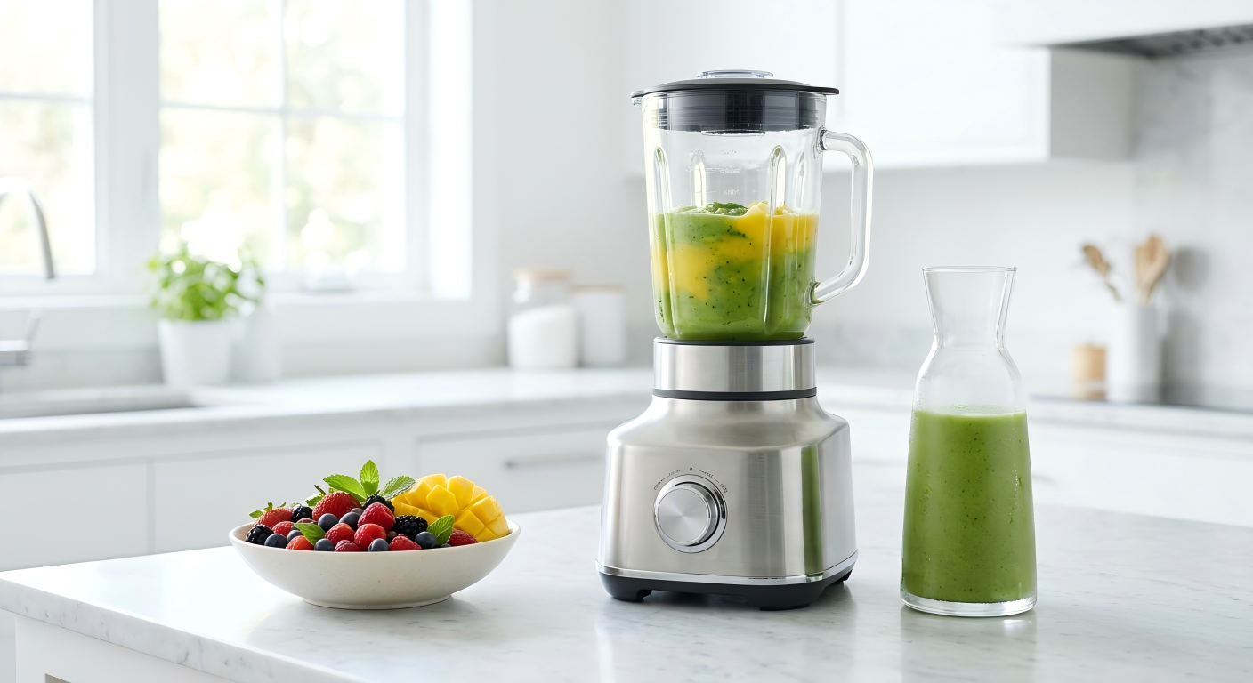 Cool and minimal kitchen blender environment for hot summer cooking
